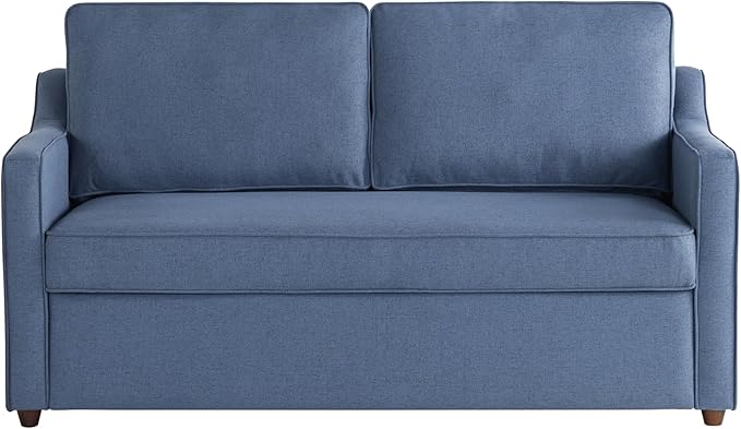 Serta® Corren 68.1 Queen Sized Convertible Sofa Dream Coil® Comfort Fingerguard® Pinch Point Protection Sofa Chenille Fabric Navy Blue