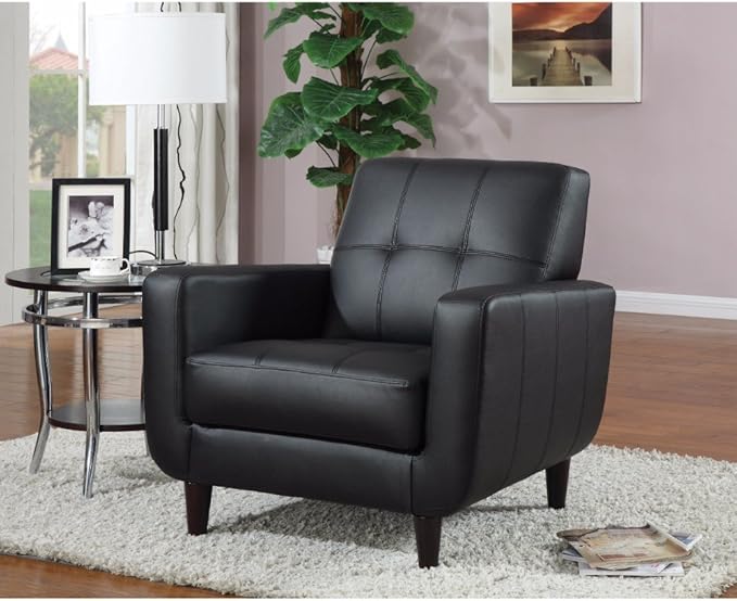 Benzara Upholstered Leatherette Living Room Chair Black Accent