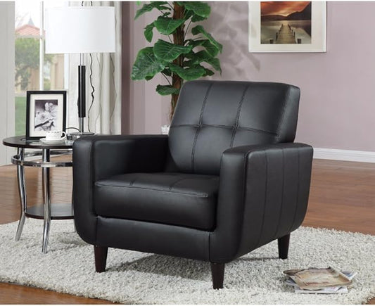 Benzara Upholstered Leatherette Living Room Chair Black Accent