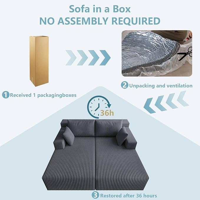 71 Oversized Chaise Lounge ChairSectional Double Lounge Chaise with PillowsUpholstered Corduroy Boneless Lounge ChairFluffy Modern Loveseat Sleeper Sofa for Living Room Bedroom(Dark Grey)