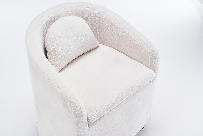 KEIKI Set of 1 Chenille Fabric Swivel Dining Chairs with Universal Wheels Ergonomic Backrest 250 lbs Capacity Easy Assembly for Small Spaces