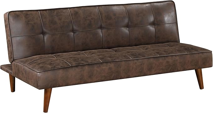 Coaster Home Furnishings - Jenson - Faux Leather Upholstered Sofa Bed with Biscuit Tufted and Flat-Laying Back - Transitional - Living Room - Dark Coffee - 360237