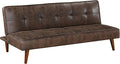 Coaster Home Furnishings - Jenson - Faux Leather Upholstered Sofa Bed with Biscuit Tufted and Flat-Laying Back - Transitional - Living Room - Dark Coffee - 360237