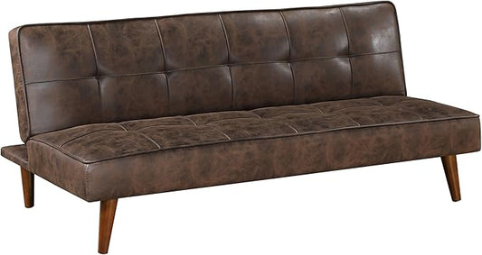 Coaster Home Furnishings - Jenson - Faux Leather Upholstered Sofa Bed with Biscuit Tufted and Flat-Laying Back - Transitional - Living Room - Dark Coffee - 360237
