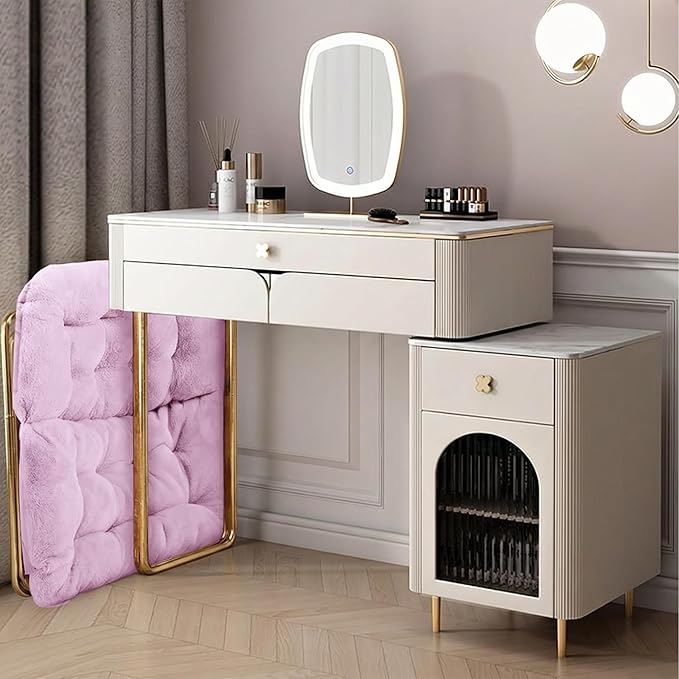 Comfy Saucer Chair for Adults Foldable Living Room Chairs Soft Faux Fur Lounge Chair for Bedroom Reading Chairs X-Large (Ottoman-Lavender)