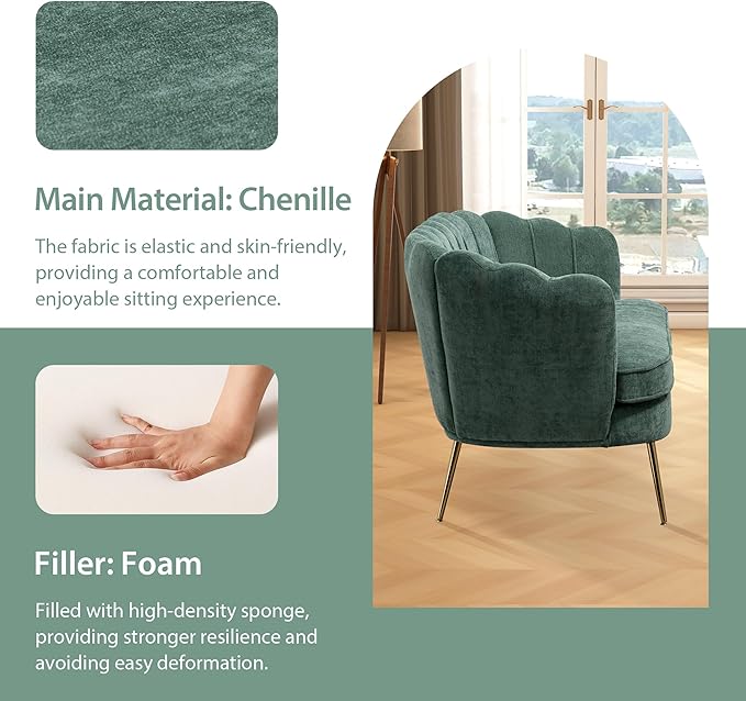 Aoiy &amp Wifon 59 W Comfy Small Loveseat for Small Spaces Upholstered 2-Seat Settee Loveseat with Metal Legs Chenille Green