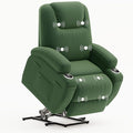 Flamaker Power Lift Chair Massage Recliner Chairs for Elderly Corduroy Ergonomic Design with Cup Holders &amp Side Pockets Remote Control (Green)