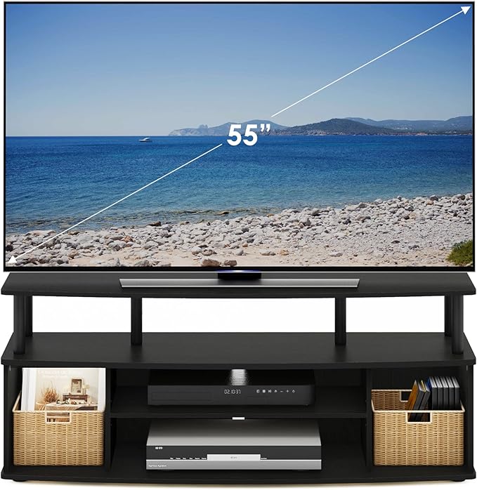Furinno Jaya Large Entertainment Center Hold up to 55-in TV Inches Blackwood