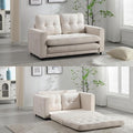 Futon Sofa Bed Convertible Folding Chaise Lounge for Compact Living Studio Bedroom Offices Dorm - Adjustable Pull Out Breathable Small Loveseat (Off White)