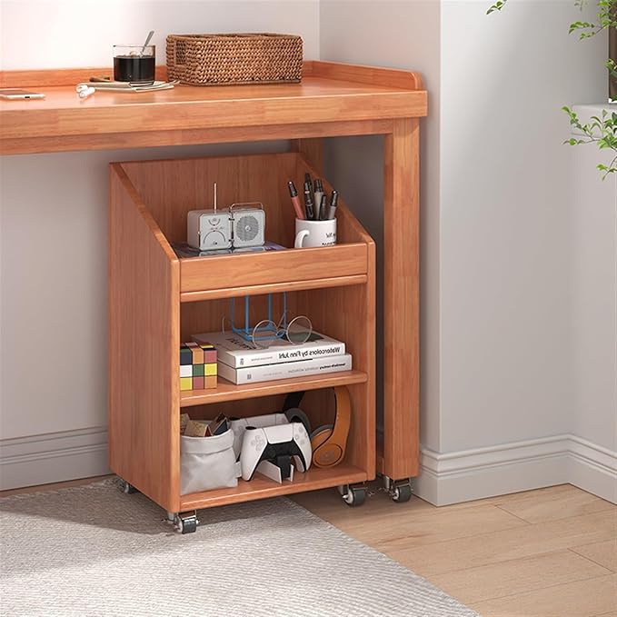 Mobile Filing Cabinet with Wheels File Cabinet Under Solid Wood Desk Mobile Storage Side Cabinet With Wheel Low Office Cabinet Small Desk Bookcase Shelf File Cabinet(Yellow)
