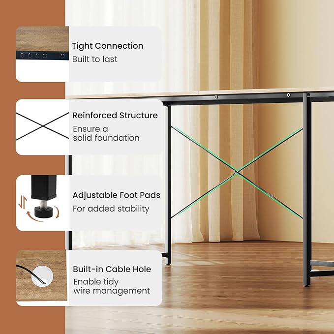 Tangkula L-Shaped Computer Desk with Power Outlets 95” Long 2-Person Desk with Monitor Shelf Modern Corner Desk Gaming Table with USB Ports for Home Office