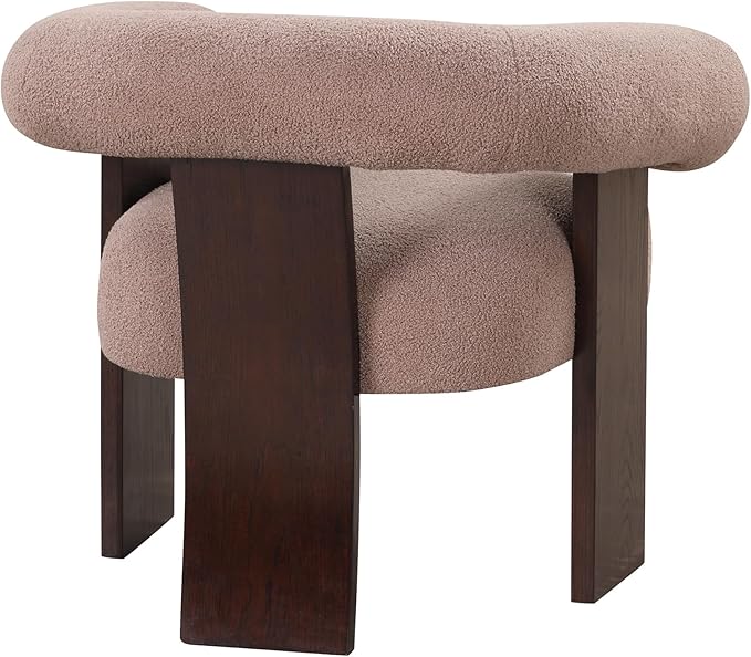 Generic The Curved Wishbone Frame Accent Chair Velvet for Living Room Light Brown