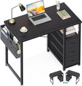 AODK 32-Inch Small Computer Desk with Fabric Drawers Kids Girls Teen Study Writing Desk for Bedroom Home Office Desk for Small Space Black