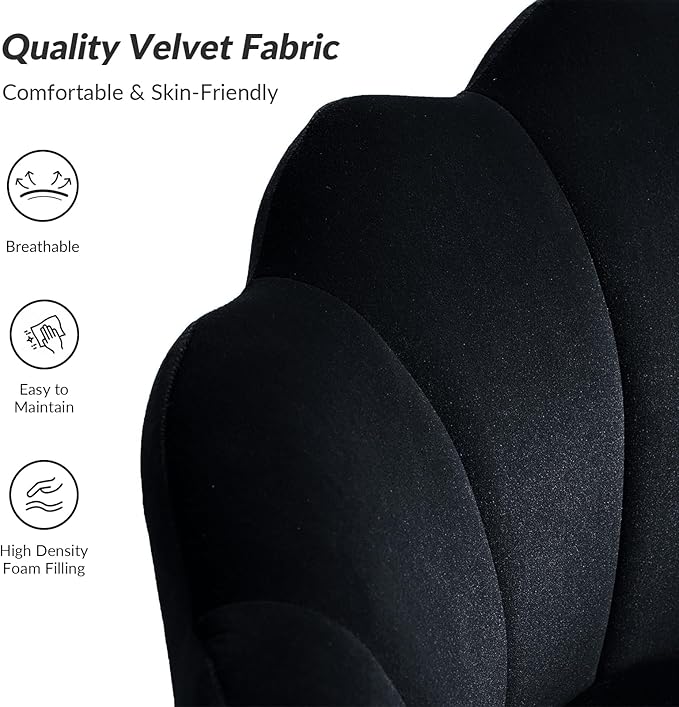 HULALA HOME 3 Piece Velvet Living Room Furniture Set Including Loveseat &amp 2 Sofa Chairs Modern Comfy Upholstered 2-Seater Sofa &amp Accent Chair Set for Bedroom Flower Shaped Back &amp Gold L