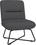 Armless Accent Chair Upholstered Slipper Chair for Living Room with Crossed Steel Legs Dark Gray