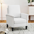 GOFLAME Modern Accent Chair Comfy Upholstered Armchair with Rubber Wood Legs and Thick Padded Cushion High Back Single Sofa Chair Reading Side Chair for Living Room Bedroom White