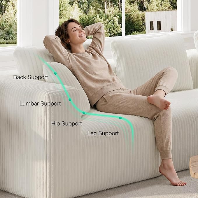 Novilla Modular Sectional Sofa Modern Cloud Sectional Couch with Smarts Coil® Support Upholstered Boneless Couch for Living Room Apartments Bedroom No Assembly Required Beige (Ottoman)