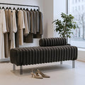 49.6'' Loveseat Sofa Modern Faux Fur 2-Seater Couch with Adjustable Backrest Comfy Bench for Entryway End of Bed Boutique Dressing Room Bedroom (Grey).