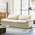 HULALA HOME 89 Compressed Foam Sofa Boneless Couch Oversized Cloud Couh with Deep Seat Modern 3 Seater Sofa with Removable Seat and Back Cushions No Assembly Required Beige