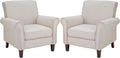 PrimeZone Comfy Accent Chair Set of 2 Mid-Century Modern Fabric Living Room Chair Reading Chair with Soft Cushion Nailhead Trim &amp Rolled Armrest Arm Chair Sofa Chair for Bedroom Waiting RoomBe