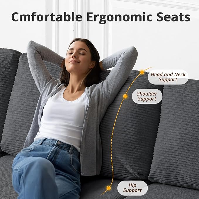 Modular Sectional Couch Modern 108 L Shaped Boneless Cloud Couch with Deep Seat Sectional Sofa for Living Room Bedroom Apartments Dorms No Assembly Required Dark Grey