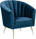 Manhattan Comfort Rosemont Velvet Accent Armchair Scalloped Chair with Mid-Century Modern Shell-Style with Wraparound Back Vertical Channeling Ideal for Living Room Use Set of 1 Blue