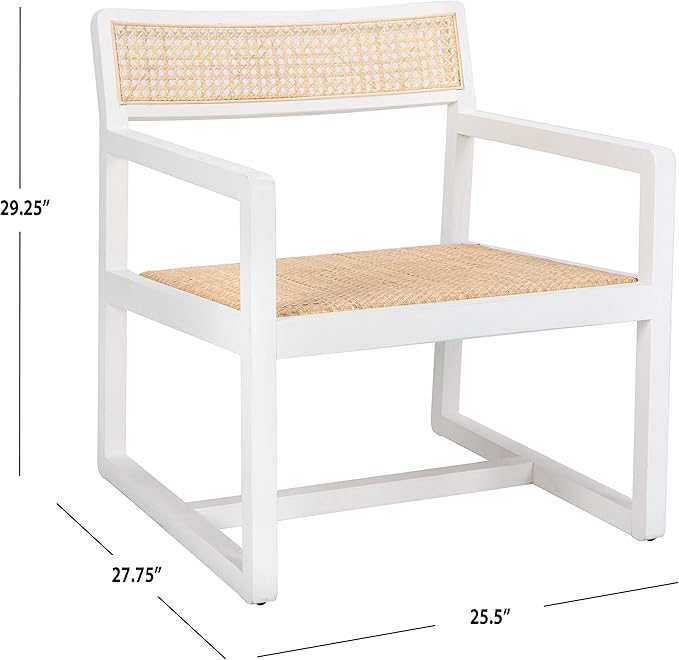 Safavieh Home Lula White and Natural Cane Accent Chair
