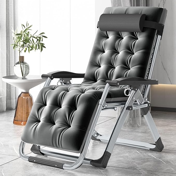 MOPHOTO Comfy Folding Chair for Living Room Foldable Recliner Chair Lounge Chairs with Mattress for Indoor Outdoor Leisure Chair Adjustable Reclining Chairs for Adults