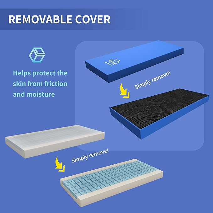 ESHINE Adjustable Bed Frame with Hospital Waterproof Mattress - Wireless Remote Underbed Light Headboard 2.5 Wheels Head &amp Foot Incline Mobility Support Easy Installation 750 lbs Capacity