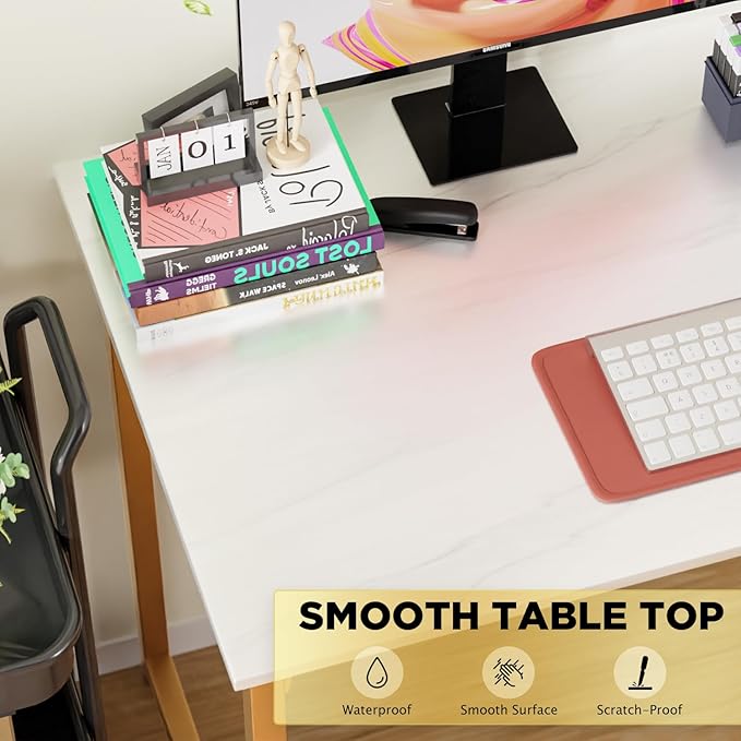 32 Inch Computer DeskWriting DeskHome Office DesksSmall Computer Desk for Small SpacesStudy TableModern DeskModern Simple Style TableOffice Desk with Metal FrameGold