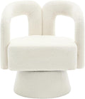 360 Degree Swivel Cuddle Barrel Accent Chairs Round Armchairs with Wide Upholstered Fluffy Fabric Chair for Living Room Bedroom Office Waiting Rooms (Beige)