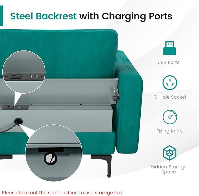 Giantex 128 Extra-Large 4 Seat Sofa Sectional Couch with USB Ports 3-Hole Socket Storage Box Magazine Pocket L-Shape Modular Sleeper w/Convertible Chaise Lounge Bolsters Family Living Room
