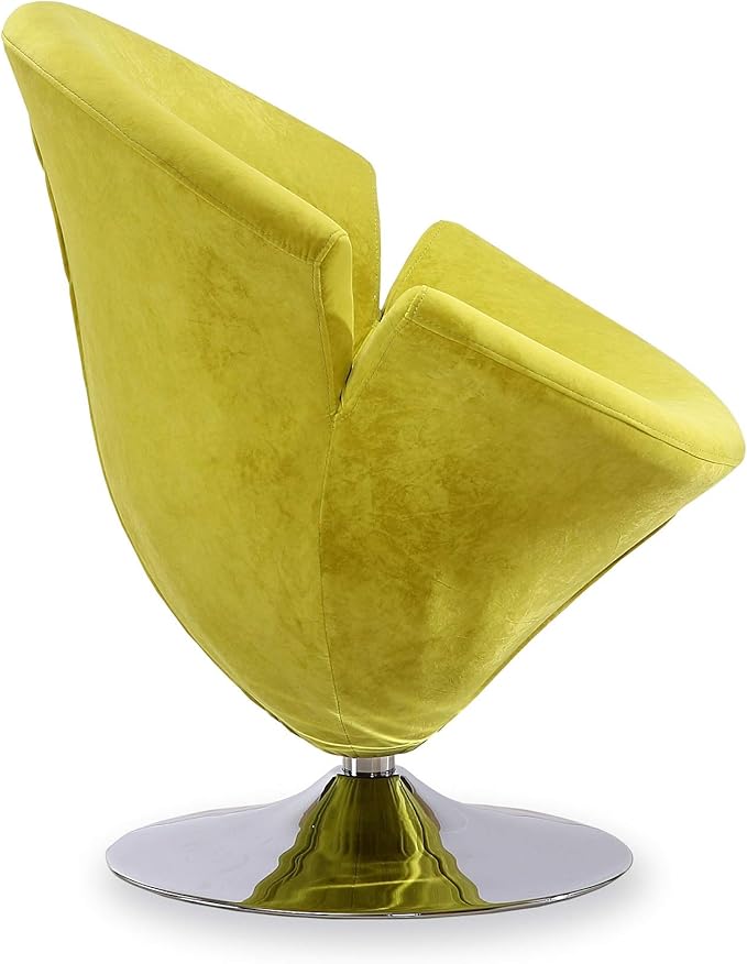Manhattan Comfort Tulip Swivel Accent Chair Set of 2 with 360° Turn Modern Flower Inspired Design Soft Velvet Upholstery Polished Chrome Base No Assembly Required 300 Lbs Capacity Green