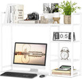 Snughome Desk Shelf 38.6 Desktop Organizer Shelf Desk Hutch for Computer Monitor 4 Tier Desk Display Rack Wood Desktop Bookshelf Storage Rack for Home Office Dorm White
