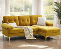 PARKOL 82in L Shaped Sectional Couches Small Lounge Sofa Home Sectional Couches for Living Room Set Clearance Set Couch for Small Space Apartment Yellow Chenille Fabric