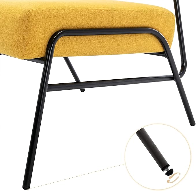 Generic Wire Metal Frame Slipper Chair Armless Accent Chair Lounge Chair for Living Room Bedroom Home OfficeYellow Linen