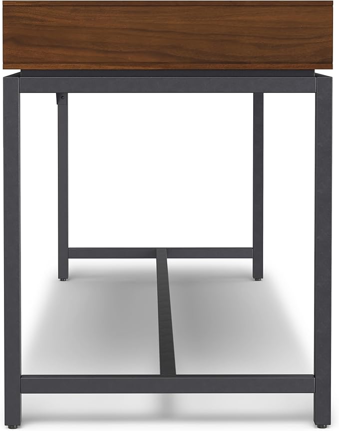 SIMPLIHOME Banting Desk - 72 Inch Wide Solid Walnut Veneer and Metal Writing Desk Modern Industrial Home Office Computer Table for Study with 2 Drawers and Flip-Down Keyboard Tray