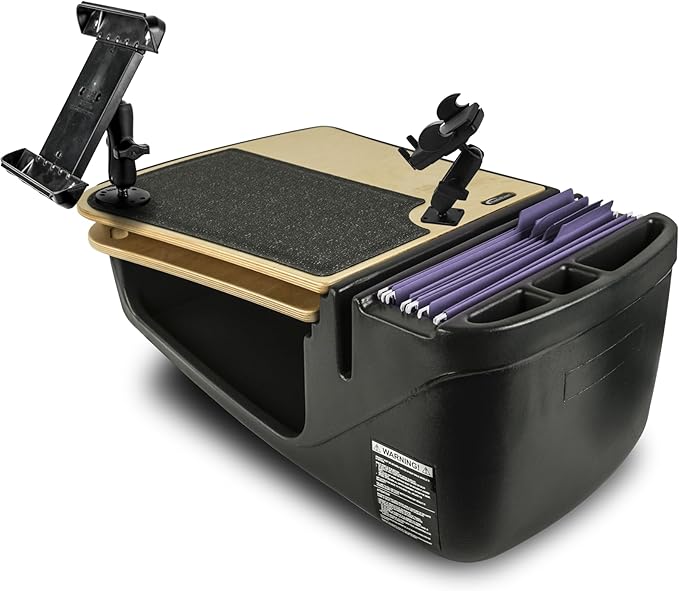 AutoExec AE-GMCD-PI-PM-TAB-11M GripMaster Car Desk for Your Vehicle Workstation and Mobile Office Natural with 400 watt Power Inverter Phone Mount and Tablet Mount