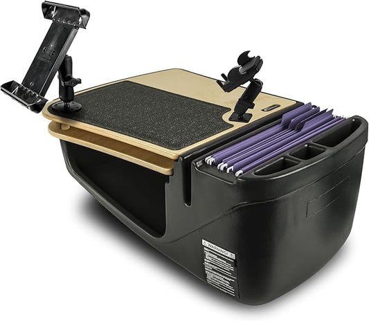 AutoExec AE-GMCD-PI-PM-TAB-11M GripMaster Car Desk for Your Vehicle Workstation and Mobile Office Natural with 400 watt Power Inverter Phone Mount and Tablet Mount
