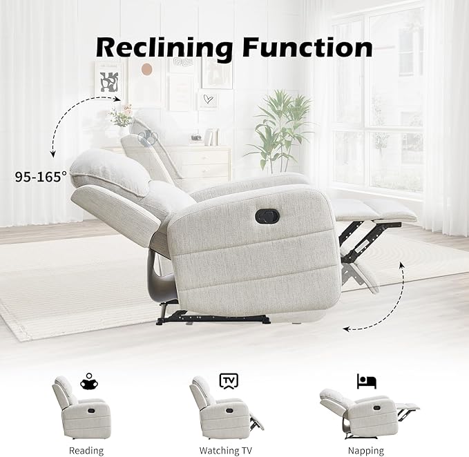 EBELLO Manual Living Room Furniture Reclining Couch Set Soft Fabric Recliner Loveseat and 3 Seat Sofa Couch for Meeting Room Overstuffed Backrest(Loveseat+Sofa)
