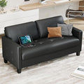 STHOUYN 59” Black Faux Leather Sofa Couch Modern Comfy Office 2 Seater Couch Loveseat with USB &amp Tufted Armrest Small Love Seat Couches for Living Room Bedroom Apartment