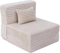 Folding Sofa Bed Single Convertible Futon Chair Bed with Pillow Folding Sofa Sleeper Chair Fold Out Couch Comfortable Foam Floor Couch for Living Room Bedroom Dorm Guest Room Beige