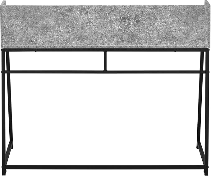 Computer Desk Home Office Laptop Storage Shelves 48 l Work Grey Stone Look Laminate Black Metal Contemporary Modern HU857