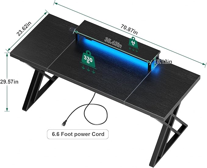 79 Inch Two Person Desk with Drawers Extra Long Desk with Storage Shelves Double Home Office Desk with Hooks 2 Person Writing Study Table Workstation for Home Office (70'' Black2)