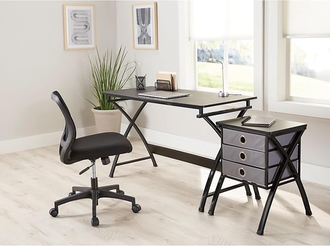 Realspace® X-Cross 48W Computer Desk With File Cabinet Black