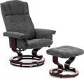 MCombo Manual Swivel Recliner with Ottoman Chair Ottoman Set for RV Small Spaces Living Room Bedroom Office 4919 (Chenille Grey)