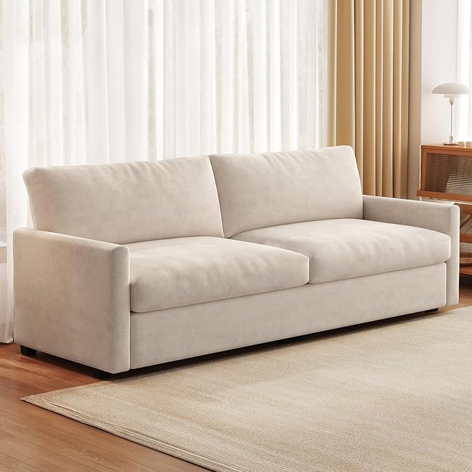 Cloud Loveseat Sofa 70 Contemporary Upholstered Oversized 2-Seater Couch for Small Spaces Comfy Loveseat for Bedroom &amp Living Room Soft Polyester Velvet Cream White