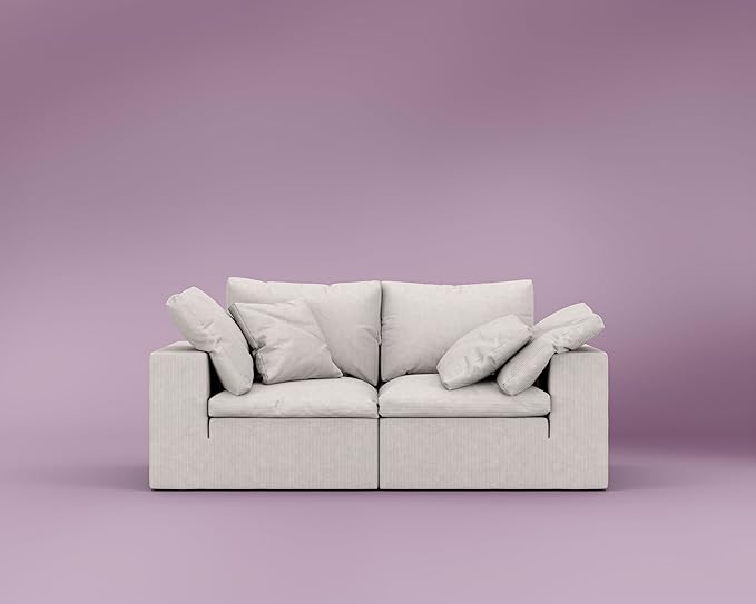 ROVE LAB R4 Loveseat Sofa – Cloud-Soft SmartFoam® Comfort – Modular No-Tool Setup – 100% Foam Structure – Hypoallergenic Spill-Resistant (Performance Corduroy Comet Ivory)