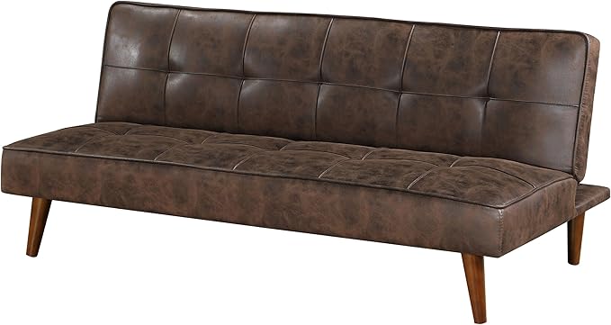 Coaster Home Furnishings - Jenson - Faux Leather Upholstered Sofa Bed with Biscuit Tufted and Flat-Laying Back - Transitional - Living Room - Dark Coffee - 360237