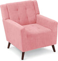 Dining Room ChairLiving Room Armless Chair Modern Design Fabric Armless Contemporary Accent Dining Chairs Sofa with Solid Wood Legs (Pink)